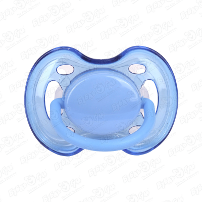 Пустышка babyland ортодонтическая силиконовая с колпачком голубая с 0-6мес