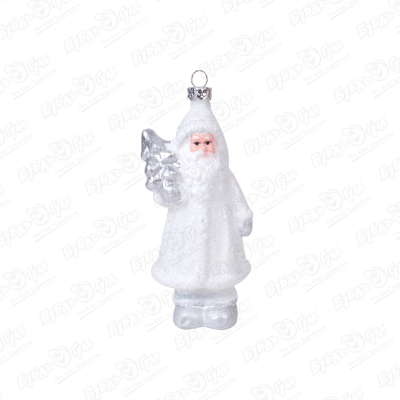 Украшение елочное Дед мороз с елкой белое елочная игрушка дед мороз с елкой