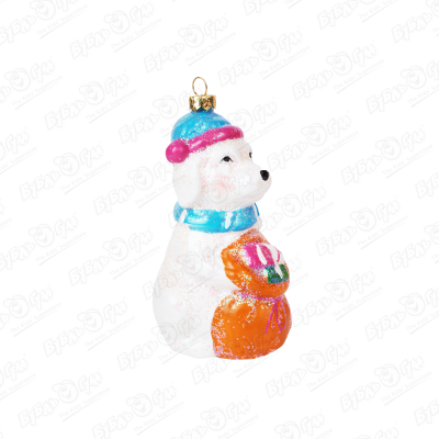 Украшение елочное Собака с подарками украшение елочное снеговик с подарками стекло