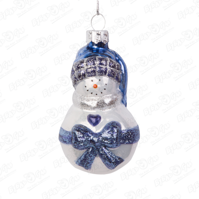 Украшение елочное «Снеговик с бантом» стекло украшение елочное снеговик с подарками стекло