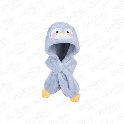 Шапка Lanson Kids Пингвинчик с шарфом голубая