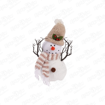 Декор новогодний мягкая игрушка Снеговик с подсветкой 40см в ассортименте галстук с подсветкой 40см на батарейках
