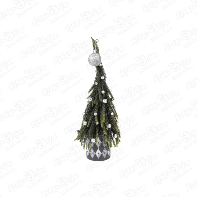Декор елочка искусственная с серебряными шарами 30см