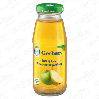 Сок Gerber яблоко груша 175г с 4мес сок ложка в ладошке яблоко груша 200мл с 4мес