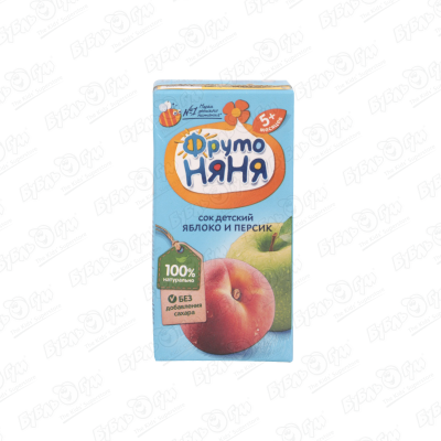Сок ФрутоНяня яблоко-персик 200мл 5мес сок детский фрутоняня яблоко и персик с 5 месяцев 0 2 л