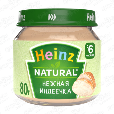 Пюре Heinz Natural индейка 80г с 6мес пюре heinz natural макароны по флотски 190г с 10мес