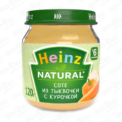 Пюре Heinz Natural соте из тыквы с курицей 120г с 6мес