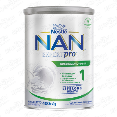 Смесь Nestle NAN EXPERTPRO 1 кисломолочный 400г 0мес БЗМЖ