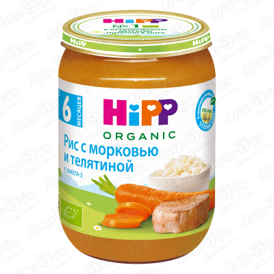 Пюре HiPP Organic рис-морковь-телятина 190г с 6мес