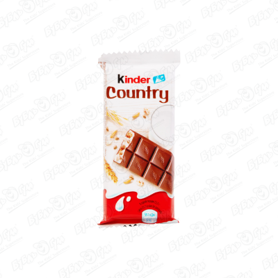 шоколад молочный kinder со злаками 94 г Батончик Kinder Country молочный шоколад со злаками 23,5г