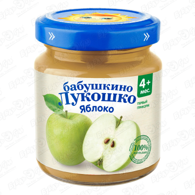 цена Пюре Бабушкино Лукошко яблоко 100г с 4мес