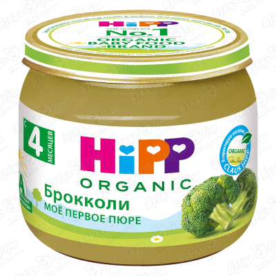 Пюре HiPP Organic брокколи 80г с 4мес пюре hipp organic кукуруза 80г с 5мес