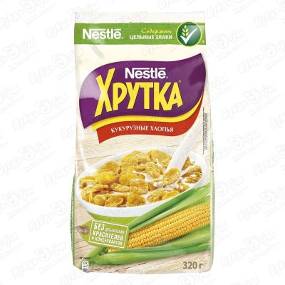 цена Завтрак готовый Nestle Хрутка кукурузные хлопья 320г