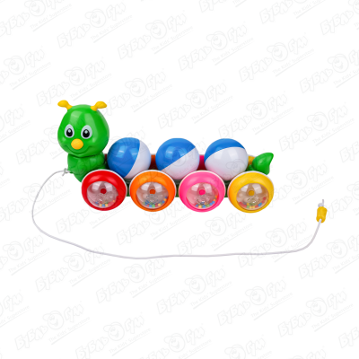 каталка игрушка stellar гусеница с шариками 01391 зеленый голубой белый Каталка Stellar Гусеница с шариками с 1года