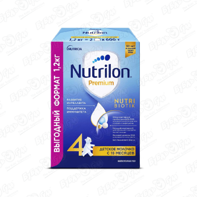 цена Молочко Nutricia Nutrilon Premium 4 молочная 1200г с 18мес БЗМЖ