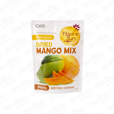 цена Сухофрукты Filipino Sun манго жёлтое+зелёное 100г
