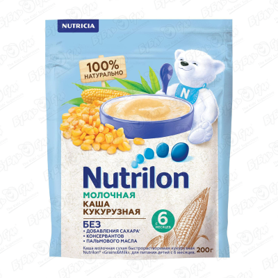 Каша Nutrilon молочная кукурузная 200г с 6мес БЗМЖ каша молочная nutrilon кукурузная с 6 мес 200 г