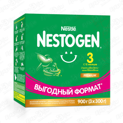 цена Молочко Nestle NESTOGEN Premium 3 с пребиотиками и лактобактериями 900г с 12мес БЗМЖ