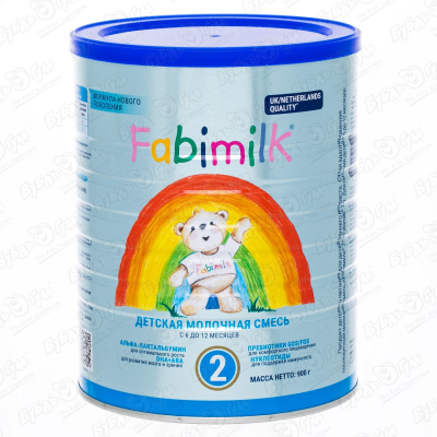 Смесь Fabimilk 2 молочная 900г с 6-12мес БЗМЖ хипп 2 комбиотик смесь молоч сух адапт д дет с 6 мес 900г