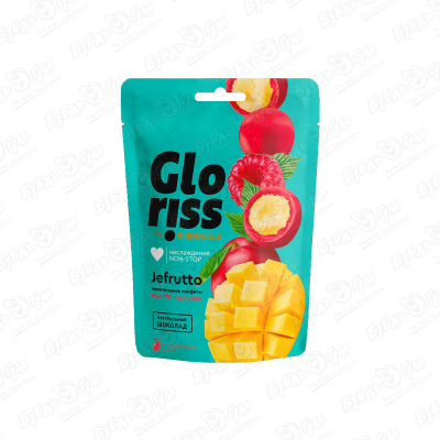 конфеты глазированные gloriss chokocorn малина 90 г Конфеты жевательные Gloriss Jefrutto манго-малина 75г