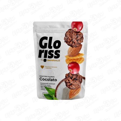 Конфеты Gloriss Cocolato молочный шоколад-клюква-миндаль-кокос-вафля-злаки 180г