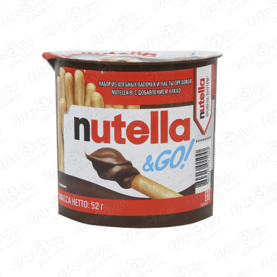 Палочки Nutella с ореховой пастой 52г паста nutella 52г ореховая с добавлением какао и хлебные палочки ferrero