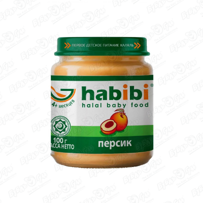 Пюре Habibi персик без сахара 100г с 4мес цена и фото