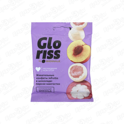 Конфета жевательная Gloriss персик-мангостин в шоколаде 35г