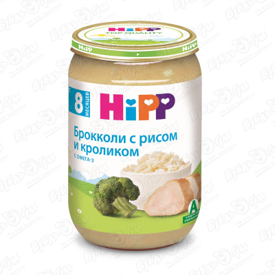 Пюре HiPP Organic брокколи с рисом и кроликом с 8мес 190г цена и фото