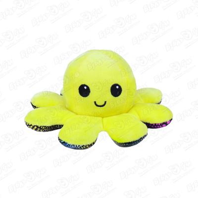 Игрушка мягкая осьминожка-вывернушка желтый-черный 10см мягкая игрушка осьминожка розовая