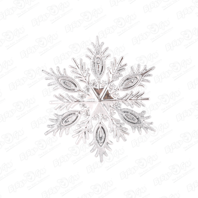 Украшение елочное Снежинка серебряная глянцевая 11см украшение елочное снежинка с ягодами