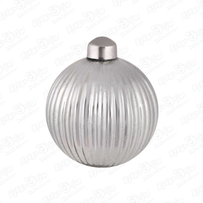 Украшение елочное шар серебряный с рельефом стеклянный 8см украшение елочное шар с наполнителем снеговик стеклянный 8см