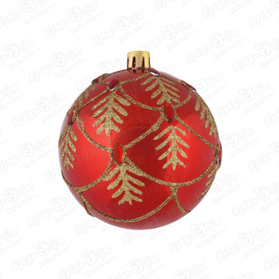 Украшение елочное шар красный с золотым рисунком 8см украшение елочное шар с рисунком снежинка со стразами белый 8см