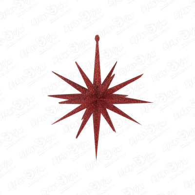 Украшение елочное Звезда многогранная красная пластиковое 15см украшение елочное наконечник звезда 15 см зол