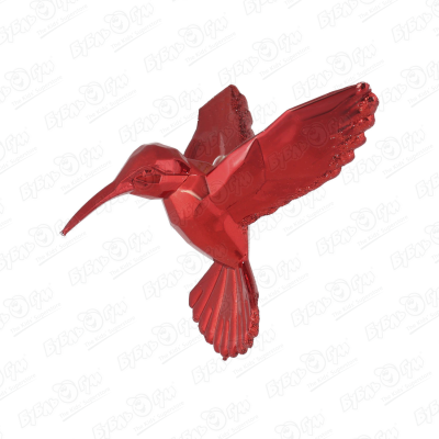 Украшение елочное колибри красная глянцевая 11см украшение елочное колибри на прищепке золотое
