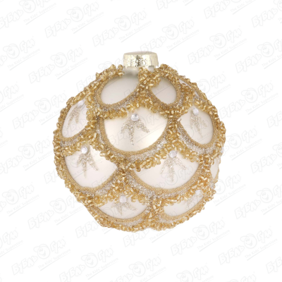 Украшение елочное шар серебряный с золотым декором стеклянный 8см шар новогодний baoying yiwen прозрачный с золотым декором 8 см