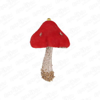 Украшение елочное Гриб с блестящим декором красный 12см украшение елочное гриб велюровый золотой 12см