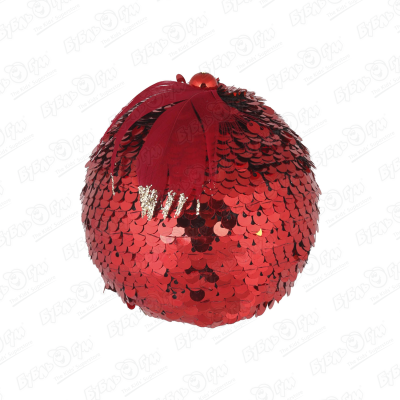Украшение елочное шар с пайетками красный 8см