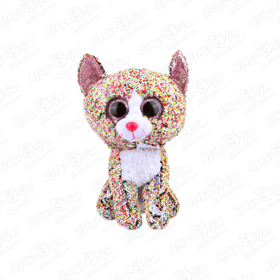 Игрушка мягкая кошка конфетти разноцветные пайетки 25см