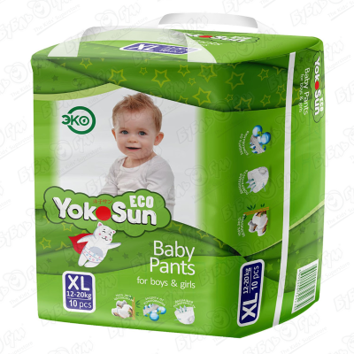 Подгузники-трусики YokoSun Eco XL 12-20кг 10шт