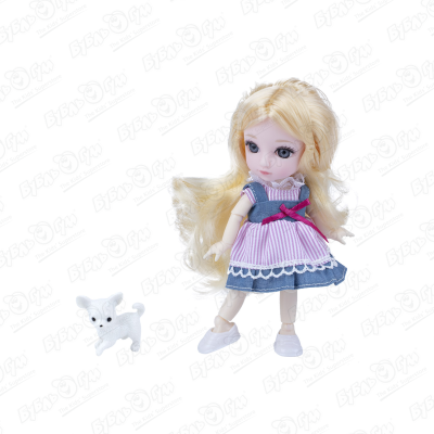цена Кукла Малышка Лили блондинка с собачкой со светлыми волосами 16см
