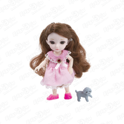 Кукла Малышка Лили брюнетка с собачкой 16см кукла шарнирная funky toys малышка лили блондинка с собачкой 16 см