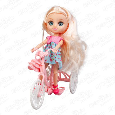 Игровой набор куколка на велосипеде с питомцами