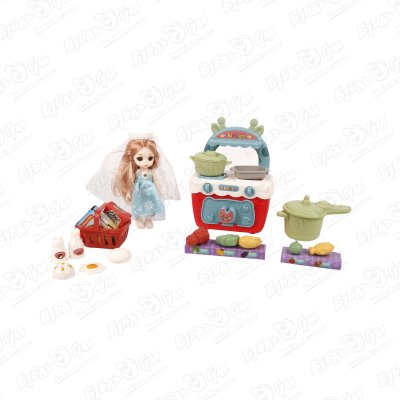 Куколка миниатюрная Lanson Toys с игровым кухонным набором цена и фото