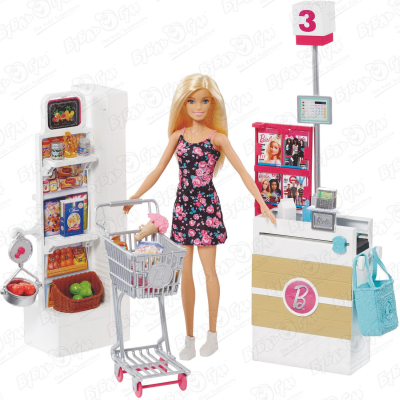 Кукла Barbie с набором Супермаркет с 3лет