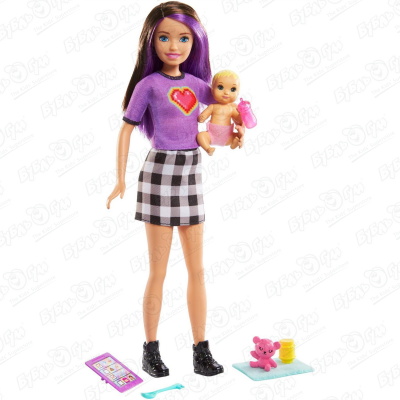 Игровой набор Barbie «Няня Скиппер» малыш и аксессуары игровой набор barbie скиппер с питомцем grt88