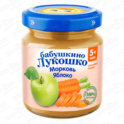 Пюре Бабушкино Лукошко морковь-яблоко 100г с 5мес пюре бабушкино лукошко груша яблоко 190г 5мес