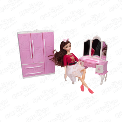Игровой набор кукла в спальне кукла mattel barbie кукла брюнетка в платье в спальне с кроватью grg86