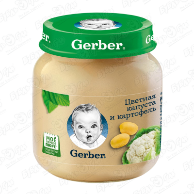 Пюре Gerber цветная капуста-картофель 130г с 5мес пюре gerber яблоко груша 130г с 5мес