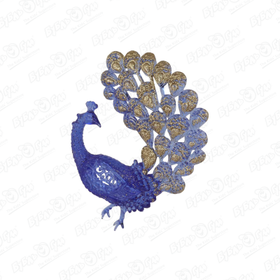 Украшение елочное павлин синий с позолотой пластиковый 14см украшение елочное павлин глянцевый серебряный 14см